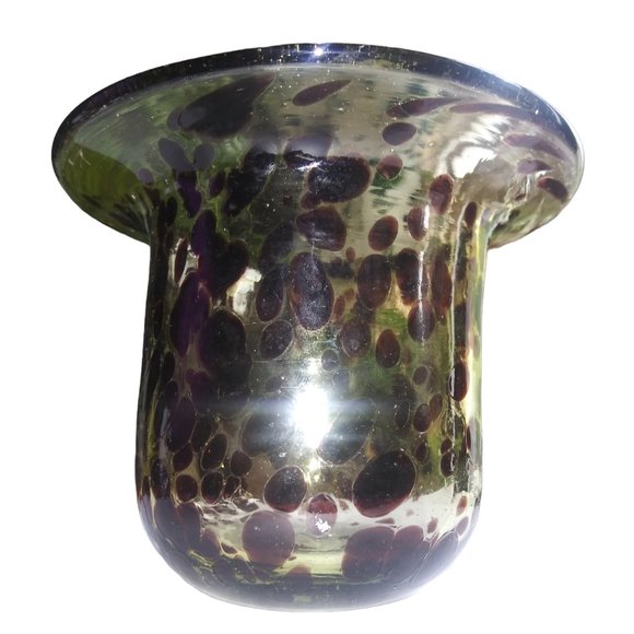 Vintage Tortoise Shell Handblown Murano Glass 4 Inch Votive Mini Candle Holder - Picture 2 of 8